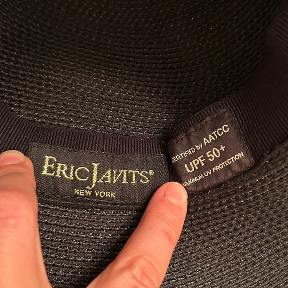 NWOT ERIC JAVITZ Hampton in Original Black Squishee Packable Straw Hat 4” Brim - Picture 9 of 14
